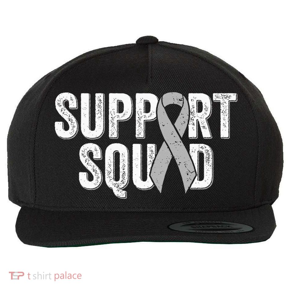 Brain Cancer Support Squad Friend Family Support Ribbon Wool Snapback Cap