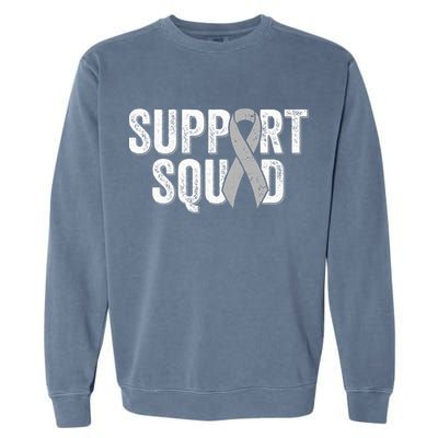 Brain Cancer Support Squad Friend Family Support Ribbon Garment-Dyed Sweatshirt