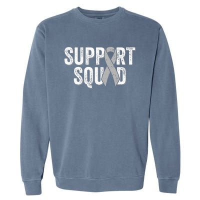 Brain Cancer Support Squad Friend Family Support Ribbon Garment-Dyed Sweatshirt