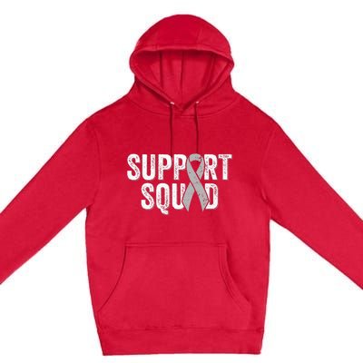 Brain Cancer Support Squad Friend Family Support Ribbon Premium Pullover Hoodie