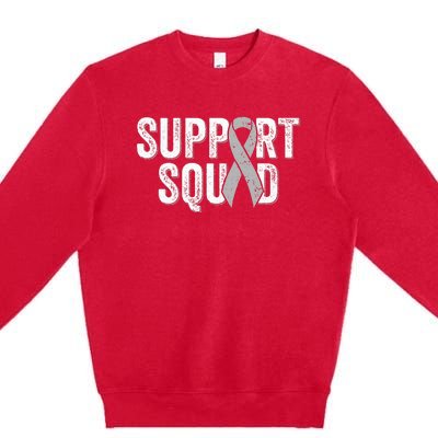 Brain Cancer Support Squad Friend Family Support Ribbon Premium Crewneck Sweatshirt