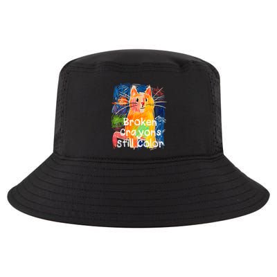 Broken Crayons Still Color Cat Teacher Cool Comfort Performance Bucket Hat