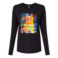 Broken Crayons Still Color Cat Teacher Womens Cotton Relaxed Long Sleeve T-Shirt