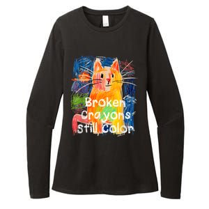 Broken Crayons Still Color Cat Teacher Womens CVC Long Sleeve Shirt