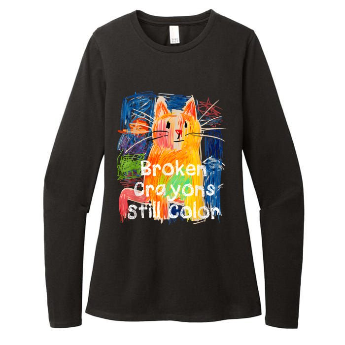 Broken Crayons Still Color Cat Teacher Womens CVC Long Sleeve Shirt