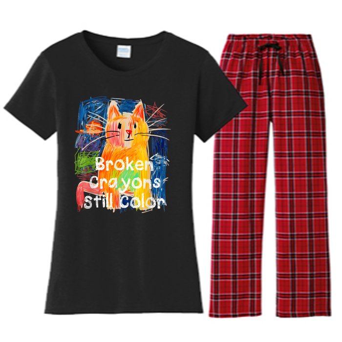 Broken Crayons Still Color Cat Teacher Women's Flannel Pajama Set