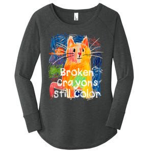 Broken Crayons Still Color Cat Teacher Women's Perfect Tri Tunic Long Sleeve Shirt