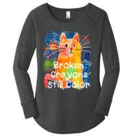 Broken Crayons Still Color Cat Teacher Women's Perfect Tri Tunic Long Sleeve Shirt