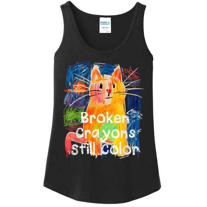 Broken Crayons Still Color Cat Teacher Ladies Essential Tank