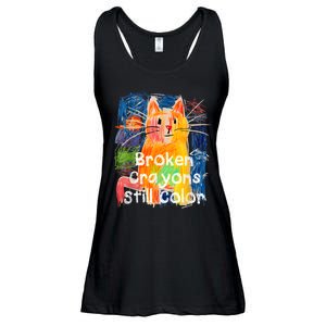 Broken Crayons Still Color Cat Teacher Ladies Essential Flowy Tank