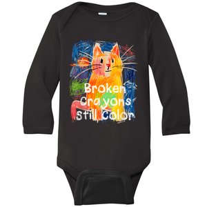 Broken Crayons Still Color Cat Teacher Baby Long Sleeve Bodysuit