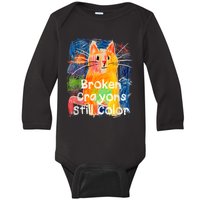 Broken Crayons Still Color Cat Teacher Baby Long Sleeve Bodysuit