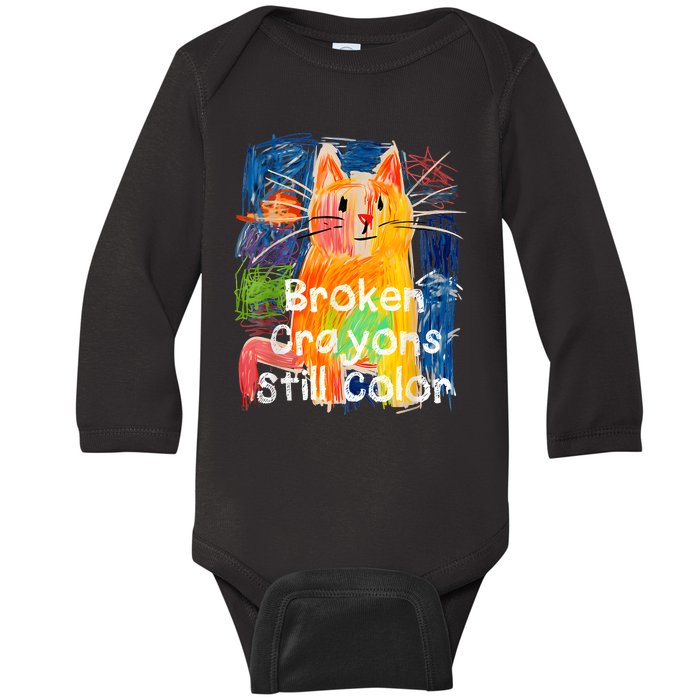 Broken Crayons Still Color Cat Teacher Baby Long Sleeve Bodysuit