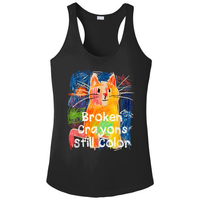 Broken Crayons Still Color Cat Teacher Ladies PosiCharge Competitor Racerback Tank