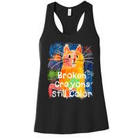 Broken Crayons Still Color Cat Teacher Women's Racerback Tank