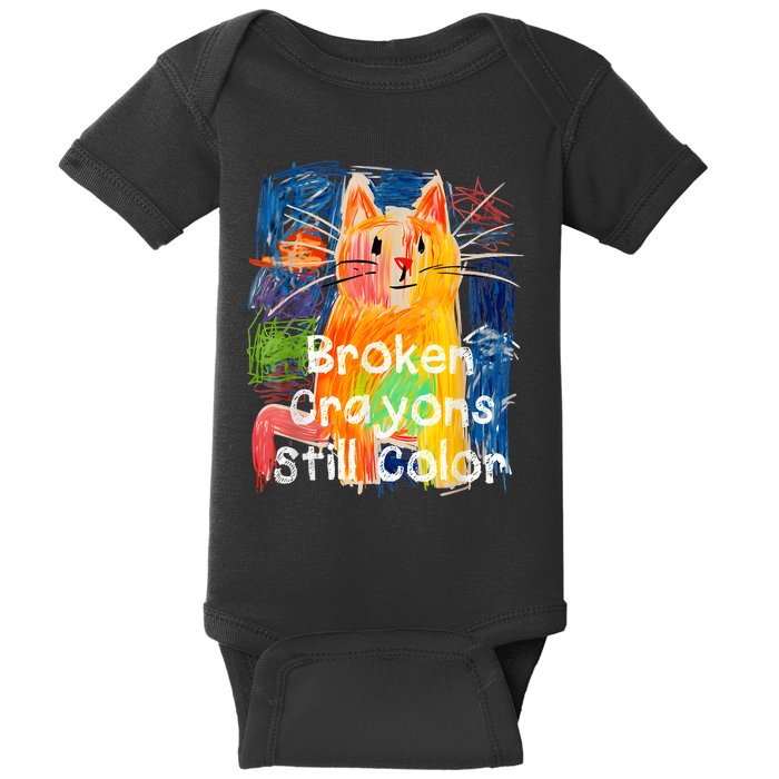 Broken Crayons Still Color Cat Teacher Baby Bodysuit