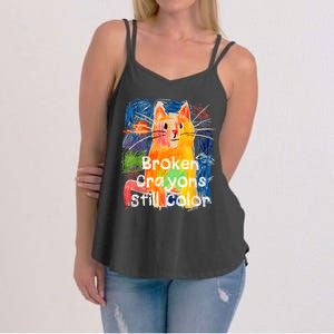 Broken Crayons Still Color Cat Teacher Women's Strappy Tank