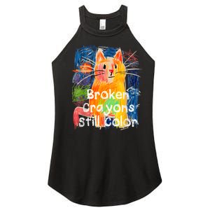 Broken Crayons Still Color Cat Teacher Women's Perfect Tri Rocker Tank