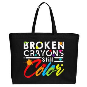 Broken Crayons Still Color Mental Health Awareness Cotton Canvas Jumbo Tote