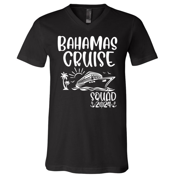 Bahamas Cruise Squad 2024 Bahamas Holiday Family Matching V-Neck T-Shirt