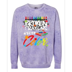 Broken Crayons Still Color Mental Health Awareness Colorblast Crewneck Sweatshirt