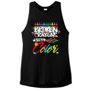 Broken Crayons Still Color Mental Health Awareness Ladies PosiCharge Tri-Blend Wicking Tank