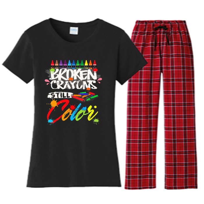 Broken Crayons Still Color Mental Health Awareness Women's Flannel Pajama Set