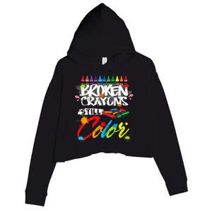 Broken Crayons Still Color Mental Health Awareness Crop Fleece Hoodie