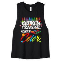 Broken Crayons Still Color Mental Health Awareness Women's Racerback Cropped Tank