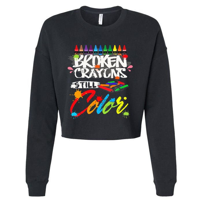 Broken Crayons Still Color Mental Health Awareness Cropped Pullover Crew