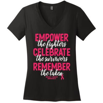 Breast Cancer Support Pink Ribbon Breast Cancer Awareness Women's V-Neck T-Shirt