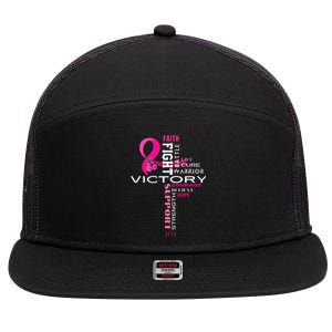 Breast Cancer Survivor Fighter 7 Panel Mesh Trucker Snapback Hat