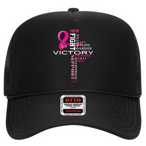 Breast Cancer Survivor Fighter High Crown Mesh Back Trucker Hat