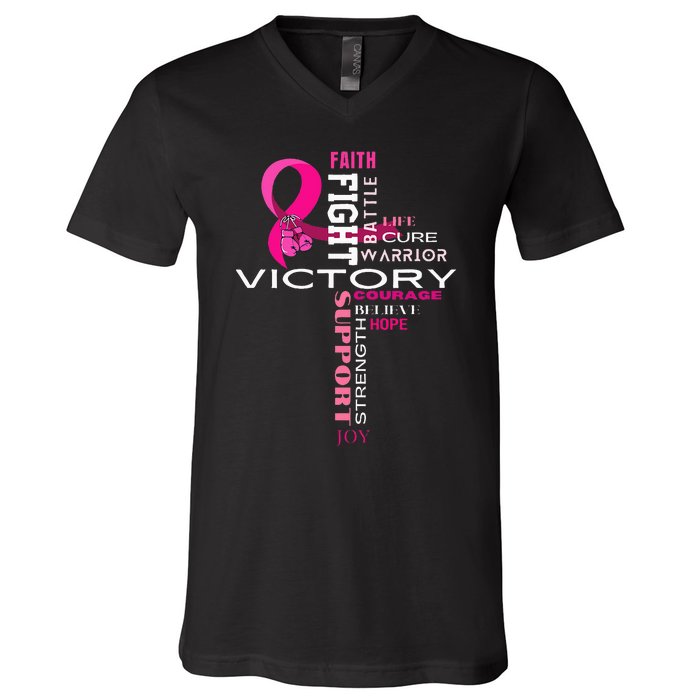 Breast Cancer Survivor Fighter V-Neck T-Shirt