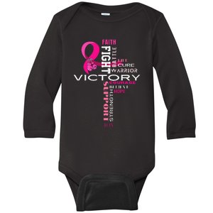 Breast Cancer Survivor Fighter Baby Long Sleeve Bodysuit