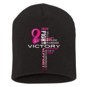 Breast Cancer Survivor Fighter Short Acrylic Beanie