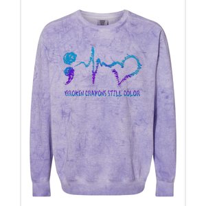 Broken Crayons Still Color Suicide Prevention Awareness Colorblast Crewneck Sweatshirt