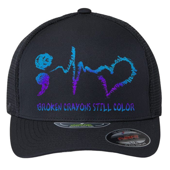 Broken Crayons Still Color Suicide Prevention Awareness Flexfit Unipanel Trucker Cap