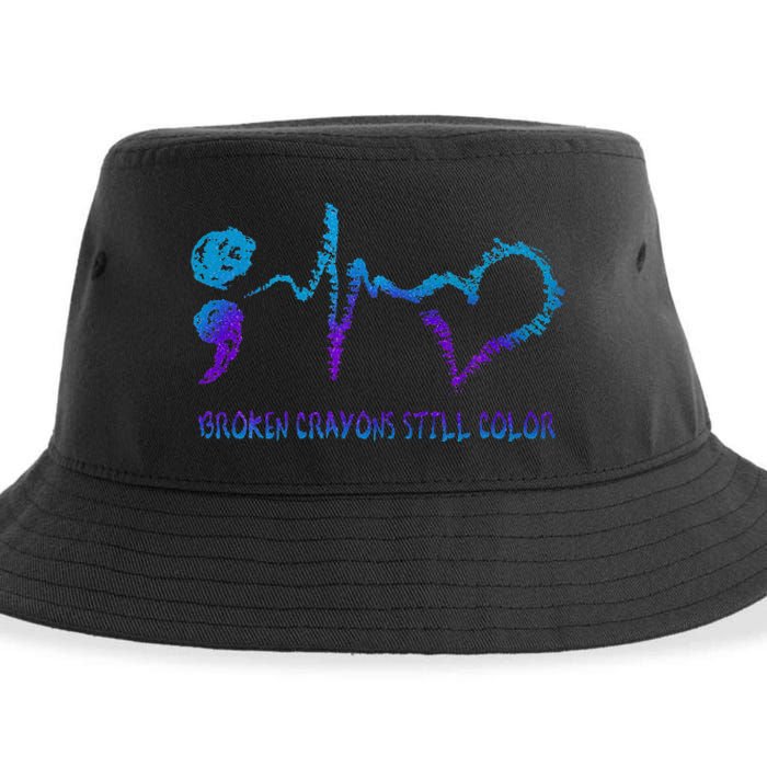 Broken Crayons Still Color Suicide Prevention Awareness Sustainable Bucket Hat