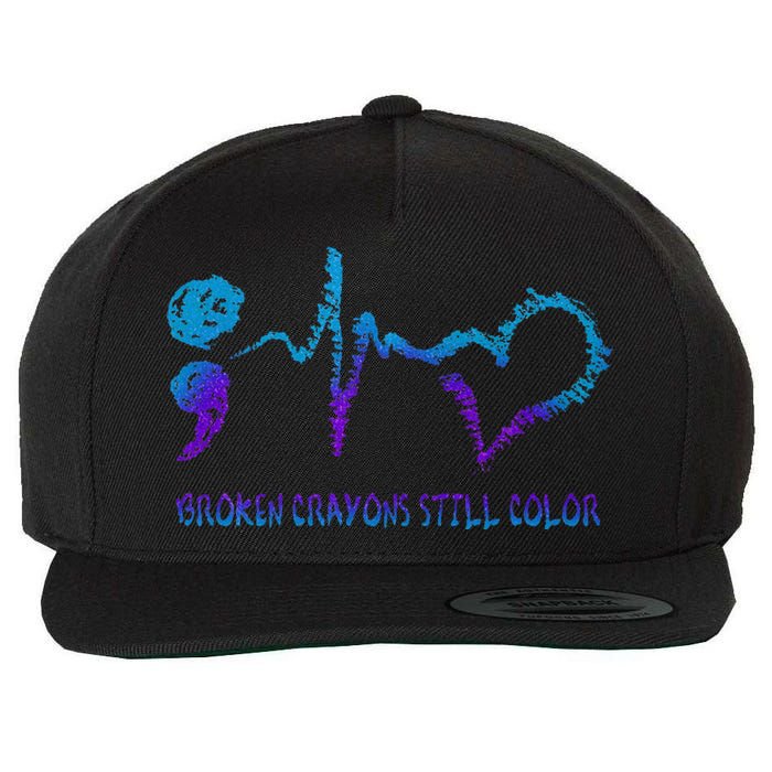 Broken Crayons Still Color Suicide Prevention Awareness Wool Snapback Cap