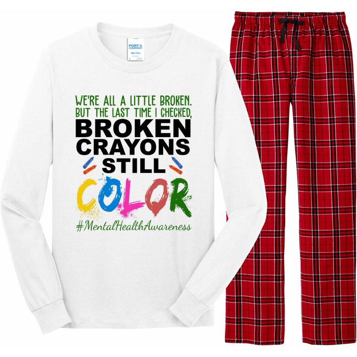 Broken Crayons Still Color Mental Health Awareness Long Sleeve Pajama Set