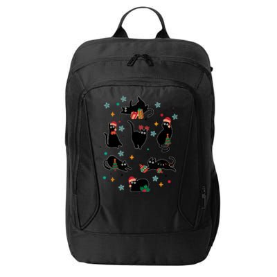 Black Cat Santa Ugly Christmas Xmas Cool Gift City Backpack