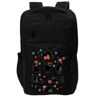 Black Cat Santa Ugly Christmas Xmas Cool Gift Impact Tech Backpack