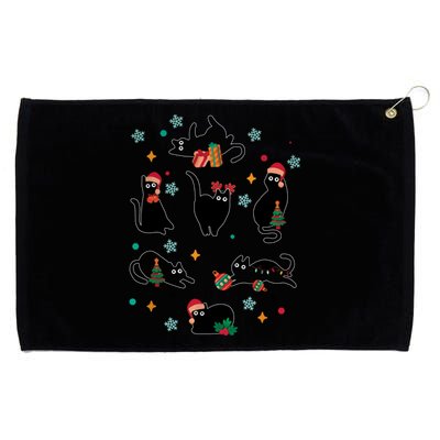 Black Cat Santa Ugly Christmas Xmas Cool Gift Grommeted Golf Towel