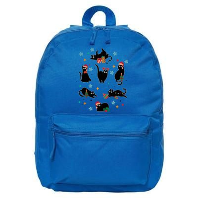 Black Cat Santa Ugly Christmas Xmas Cool Gift 16 in Basic Backpack