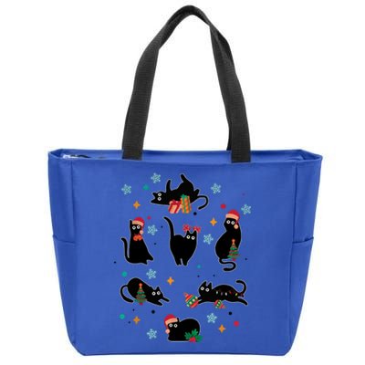 Black Cat Santa Ugly Christmas Xmas Cool Gift Zip Tote Bag