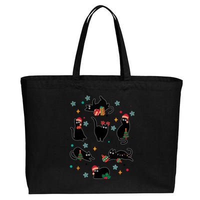 Black Cat Santa Ugly Christmas Xmas Cool Gift Cotton Canvas Jumbo Tote