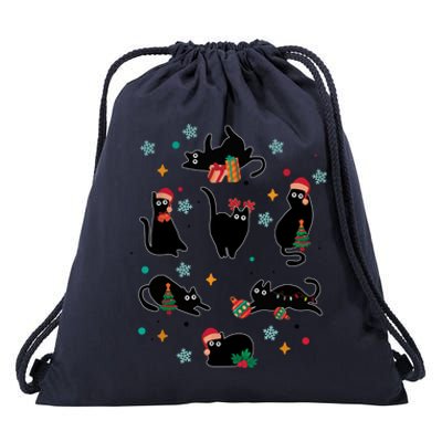 Black Cat Santa Ugly Christmas Xmas Cool Gift Drawstring Bag