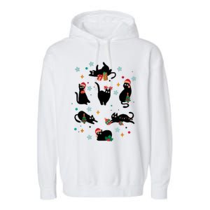 Black Cat Santa Ugly Christmas Xmas Cool Gift Garment-Dyed Fleece Hoodie