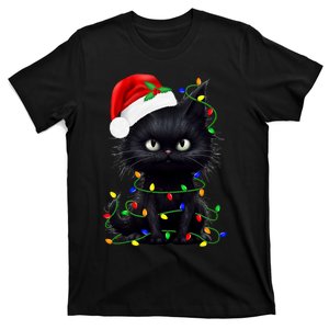 Black Cat Santa Christmas Family Matching Pajamas Xmas T-Shirt